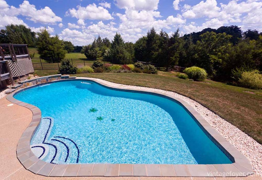 Backyard swimming pool and patio