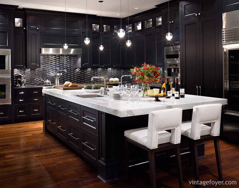 black wall decor for kitchen