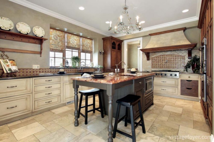 Kitchen in luxury home with granite island