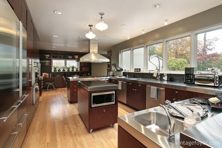 Kitchen in luxury home with stainless steel counters